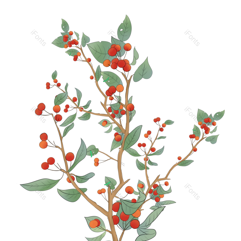 植物素材图片,植物元素,工笔画PNG,免抠素材